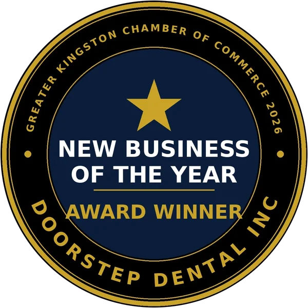 New Business of the Year Award Winner badge, Greater Kingston Chamber of Commerce 2026, awarded to DoorStep Dental Inc